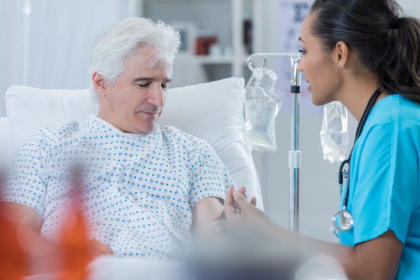 Skin Cancer Treatment senior patient in hospital